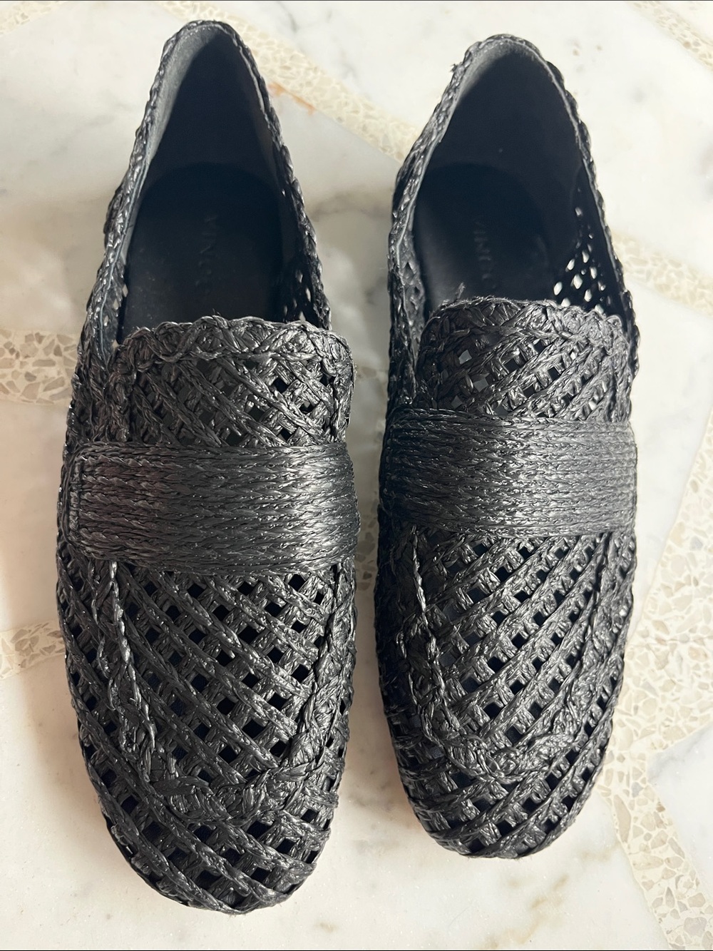 Vince Black Woven Slip-On Loafers
